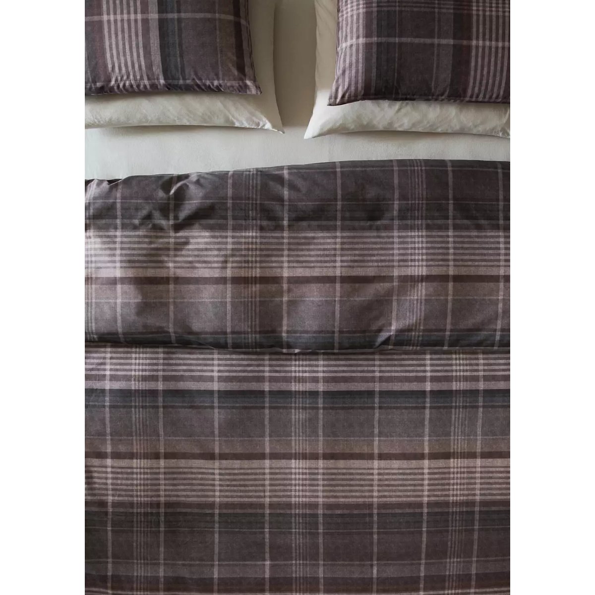 Housse de couette 100 % percale Lit 180/200 cm marron, MANGO HOME