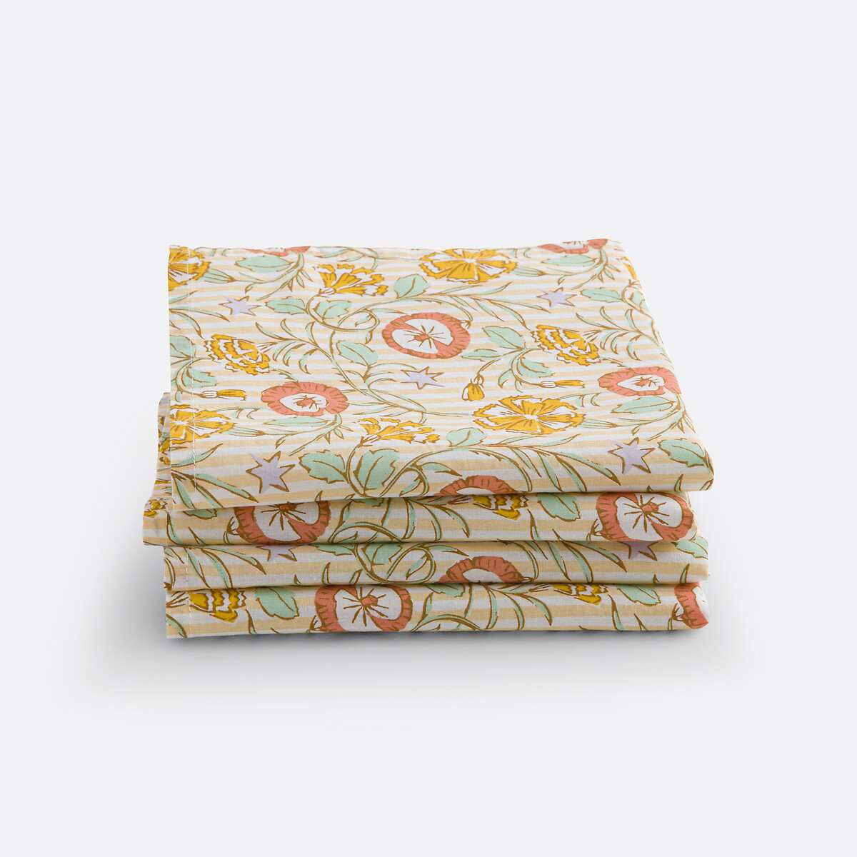 Lot de 4 serviettes de table coton lavé, Cyrille imprimé, LA REDOUTE INTERIEURS