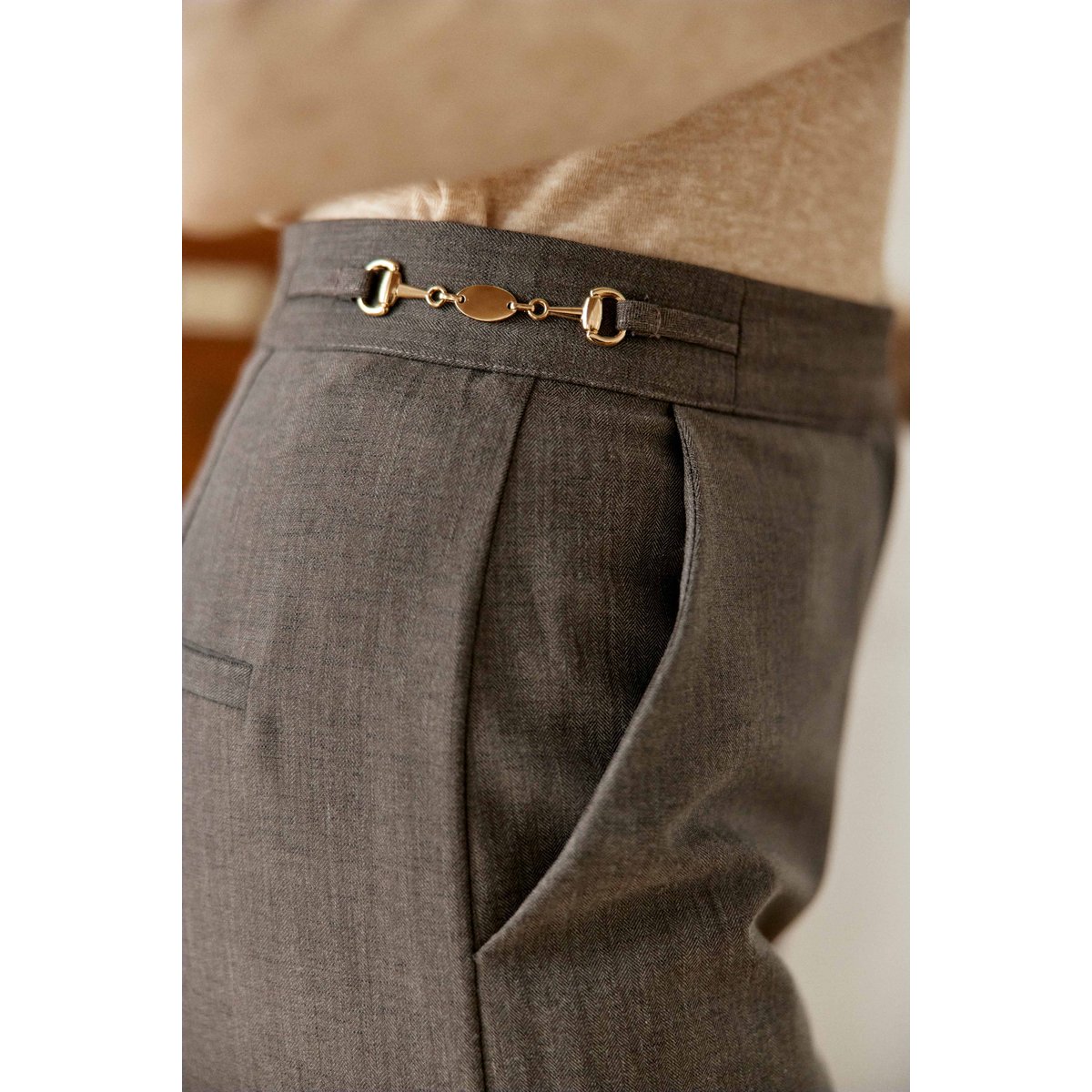 Pantalon droite uni PAOLINO 14-taupe, LA PETITE ETOILE