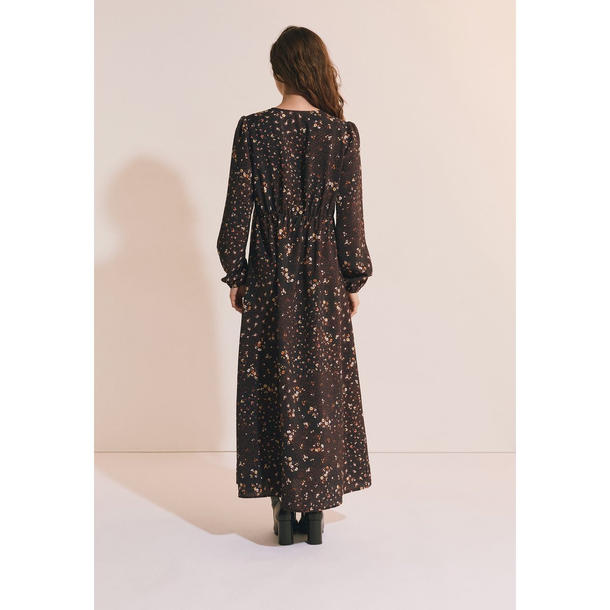 Robe longue à motif fleuri A JONAS IMP imp fd marron, ETAM