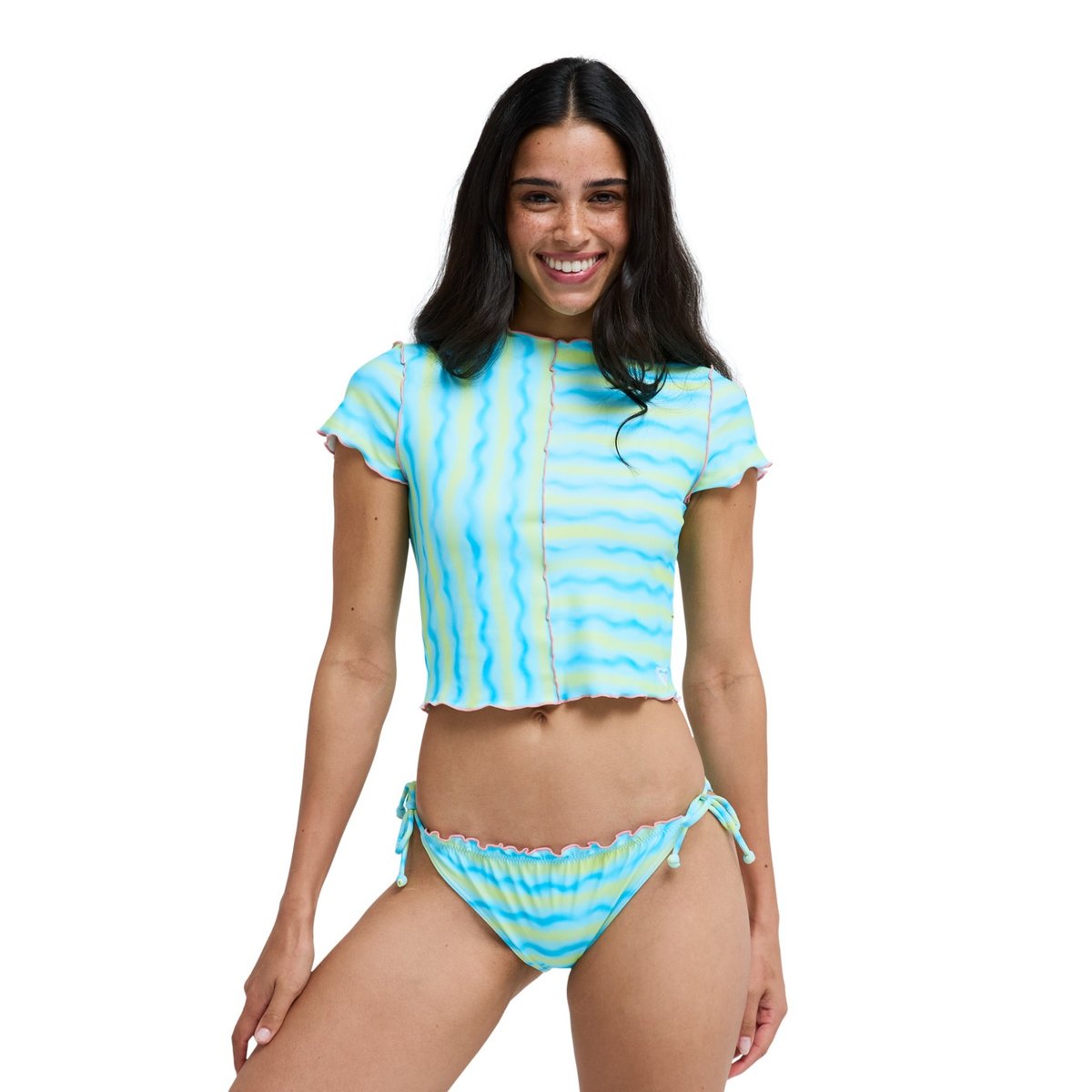 Lycra à manches courtes NEON QUEEN. vert tanager turquoise neon queen, ROXY