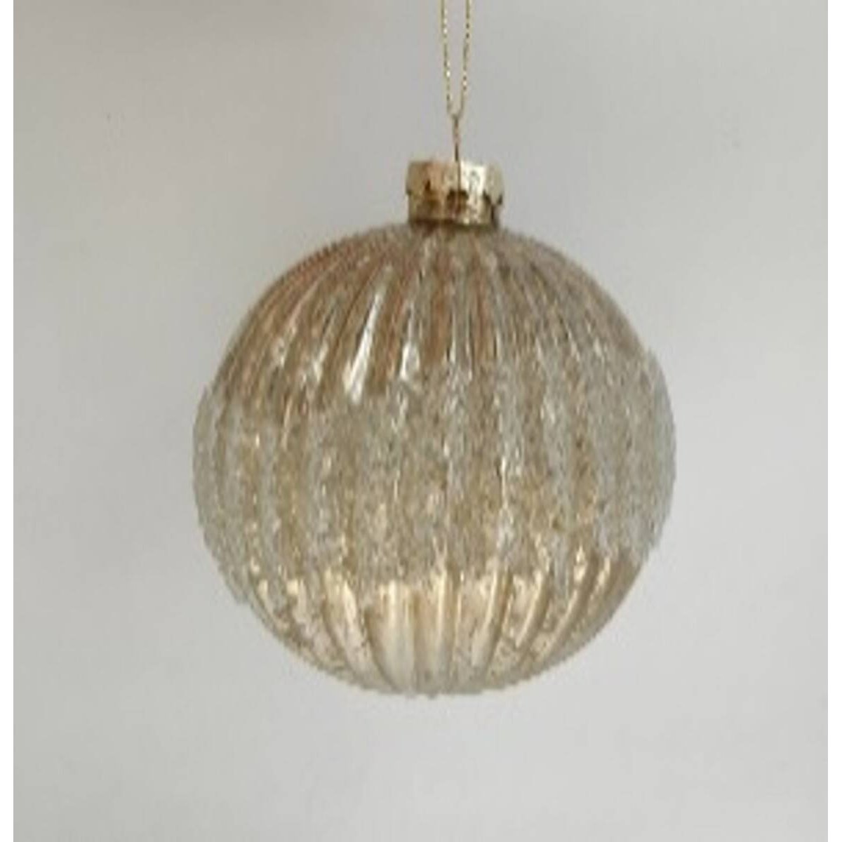 Boule de Noël en verre mercurisé or pailleté D. 100 mm dore, FEERIC LIGHTS & CHRISTMAS