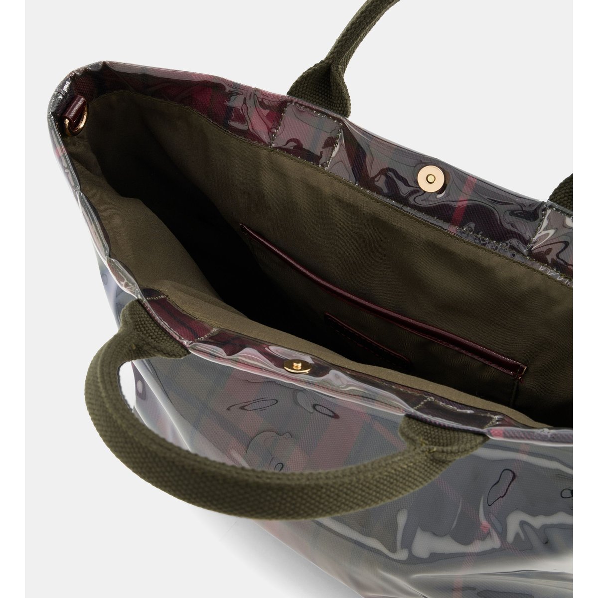 Sac cabas bianca check plastifié imprimé tartan kaki foncé, GALERIES LAFAYETTE