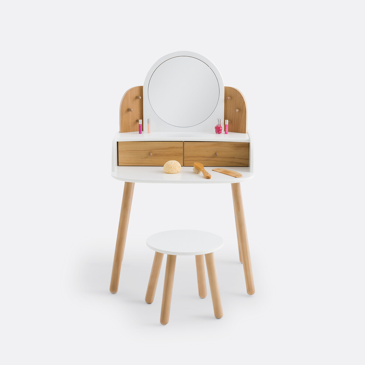 Kinderfrisiertisch Lorette mit Hocker weiss/braun, LA REDOUTE INTERIEURS
