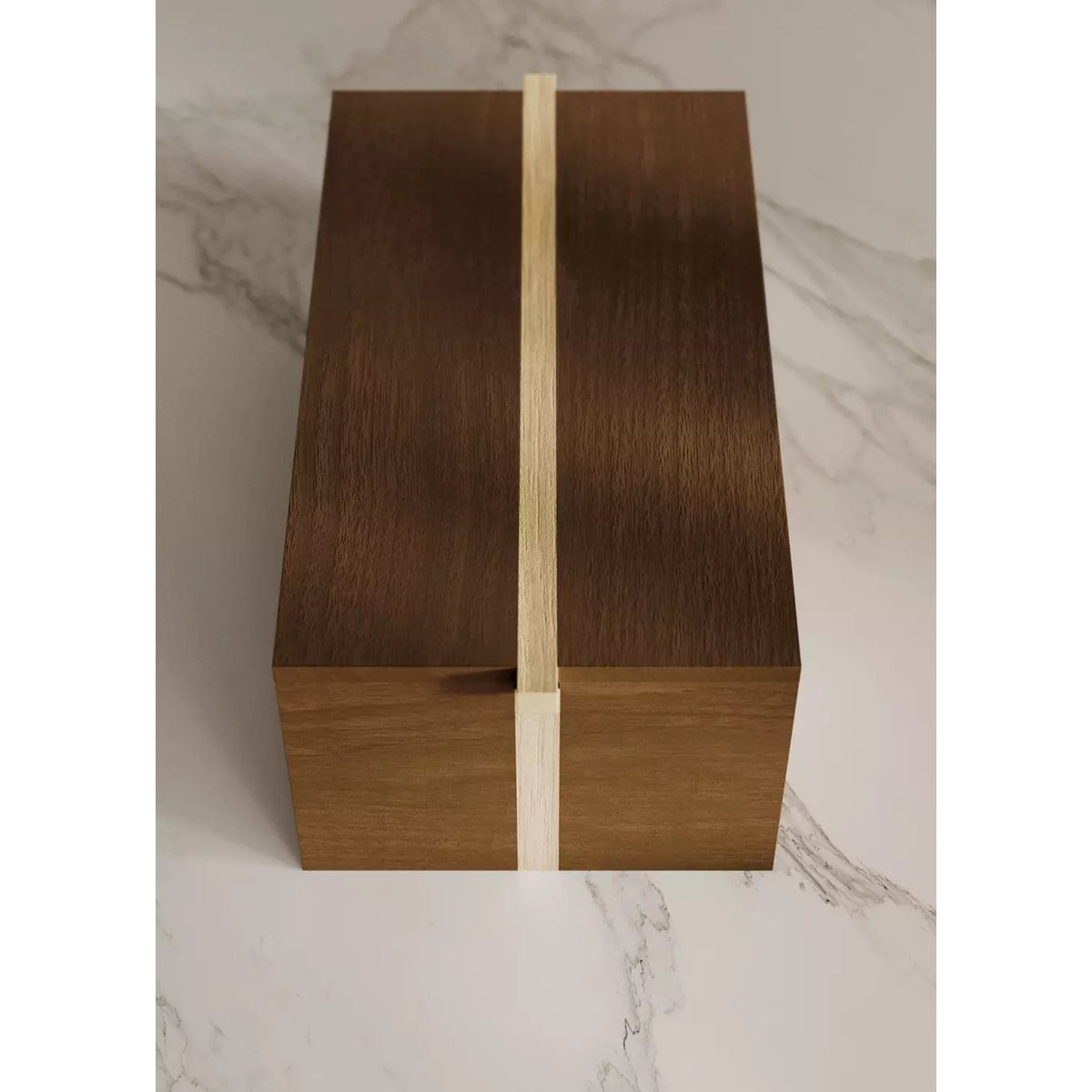 Grande boîte carrée en bois bicolore marron, MANGO HOME