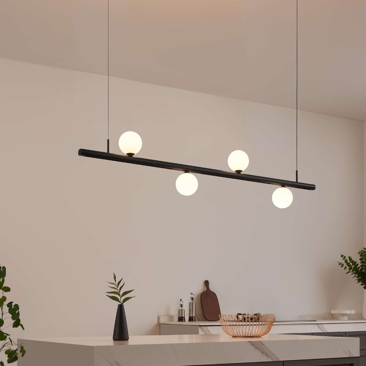 Suspension à boules LED modulables - LYNE noir et blanc, KOSILUM