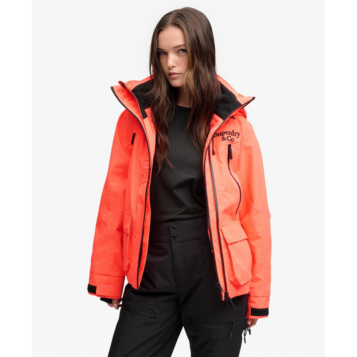Veste de Ski Freestyle Coupe Décontractée rouge fluo, SUPERDRY