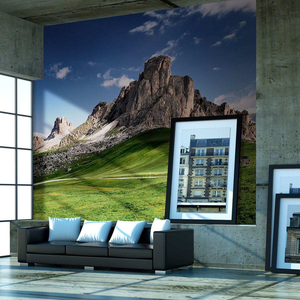 Papier peint intissé panoramique Paysage Passo di Giau - Dolomites, Italy bleu, EDEN
