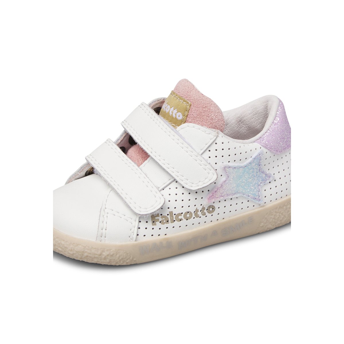 Sneakers en cuir et tissu ALNOITE 2 VL. blanc-lilas-, FALCOTTO