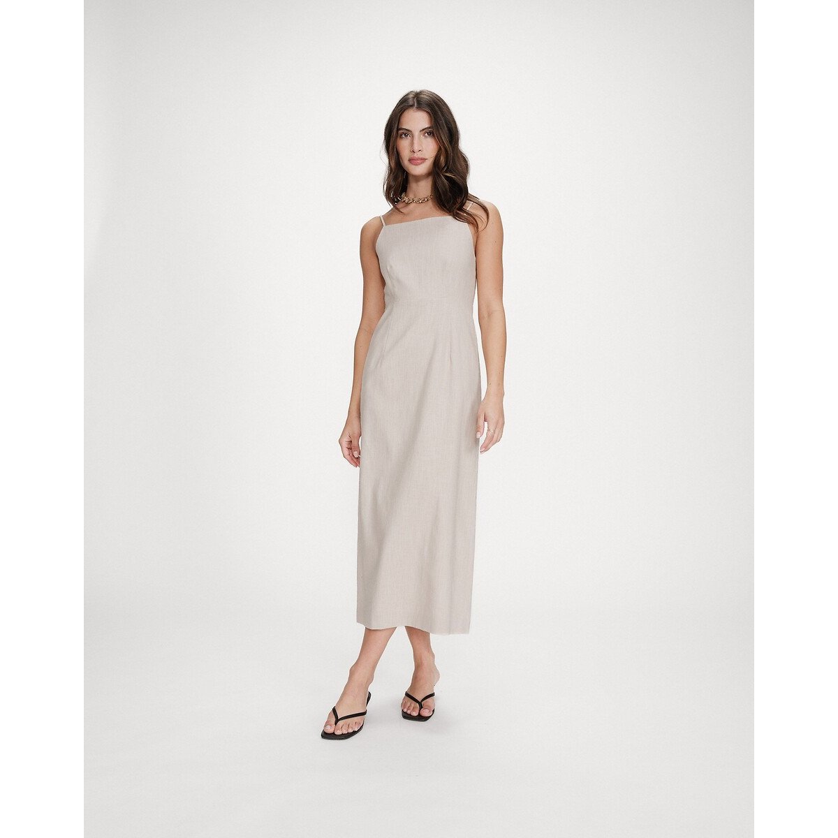 Abito lungo con spalline VERANYS beige, GRACE & MILA