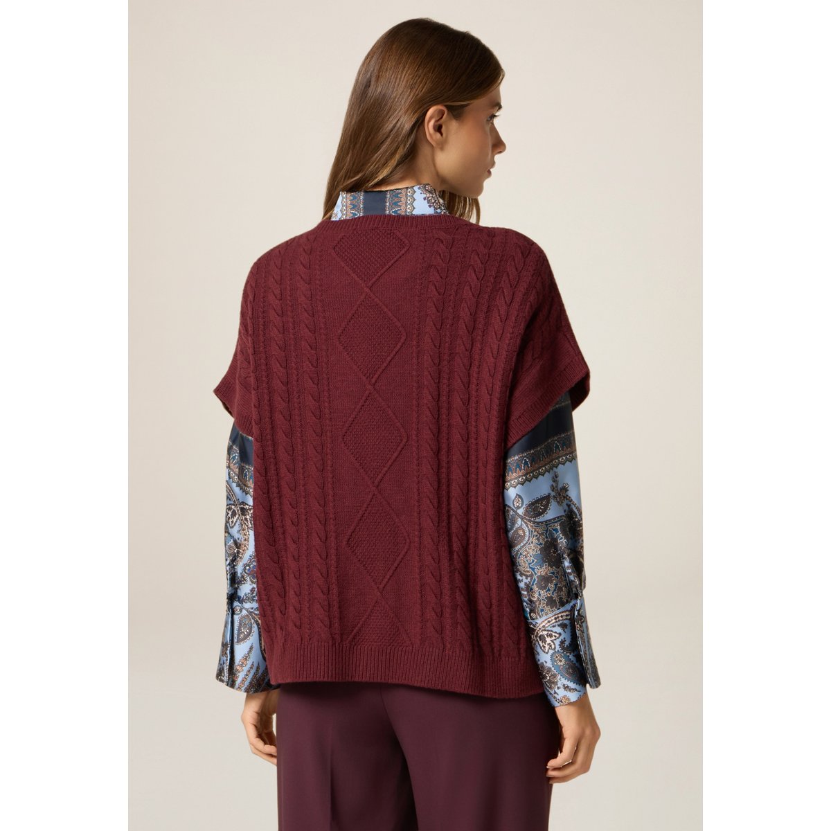 Maillot manches courtes avec sertissages burgundy, OLTRE