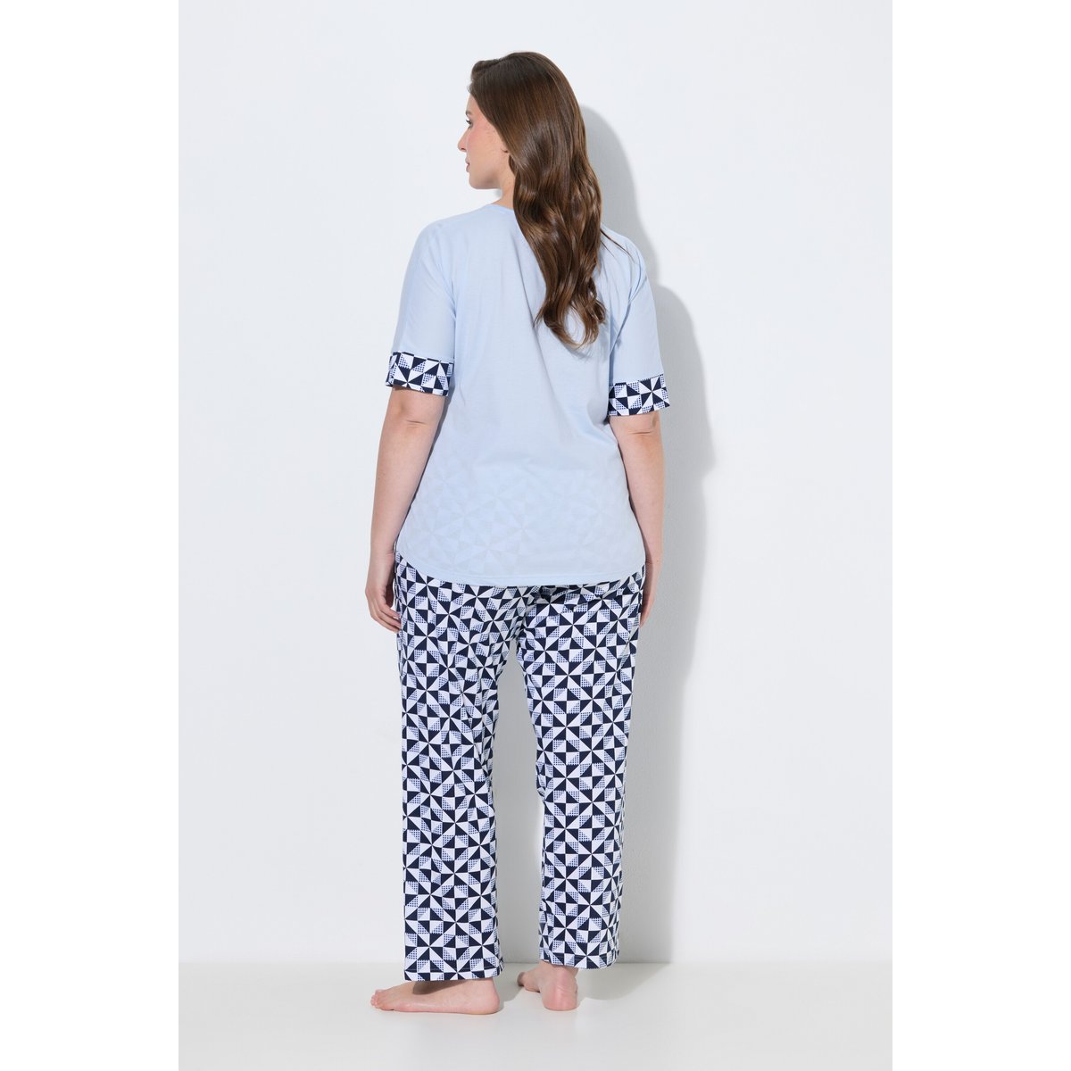 Pyjama deux pièces,motif à carreaux bleu clair, ULLA POPKEN