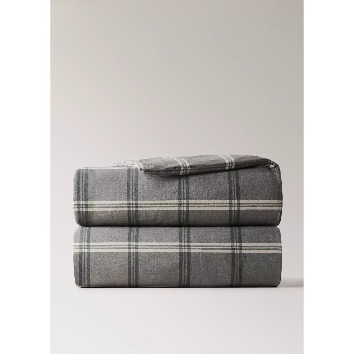 Housse de couette de Noël 100 % coton à carreaux lit 90 cm sable, MANGO HOME