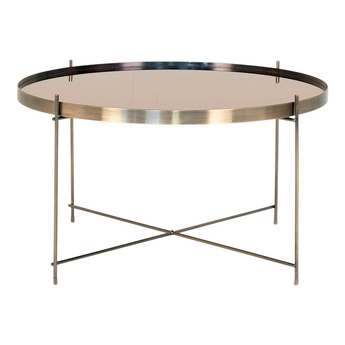 Table basse ronde en verre et métal TULUM laiton, PIER IMPORT