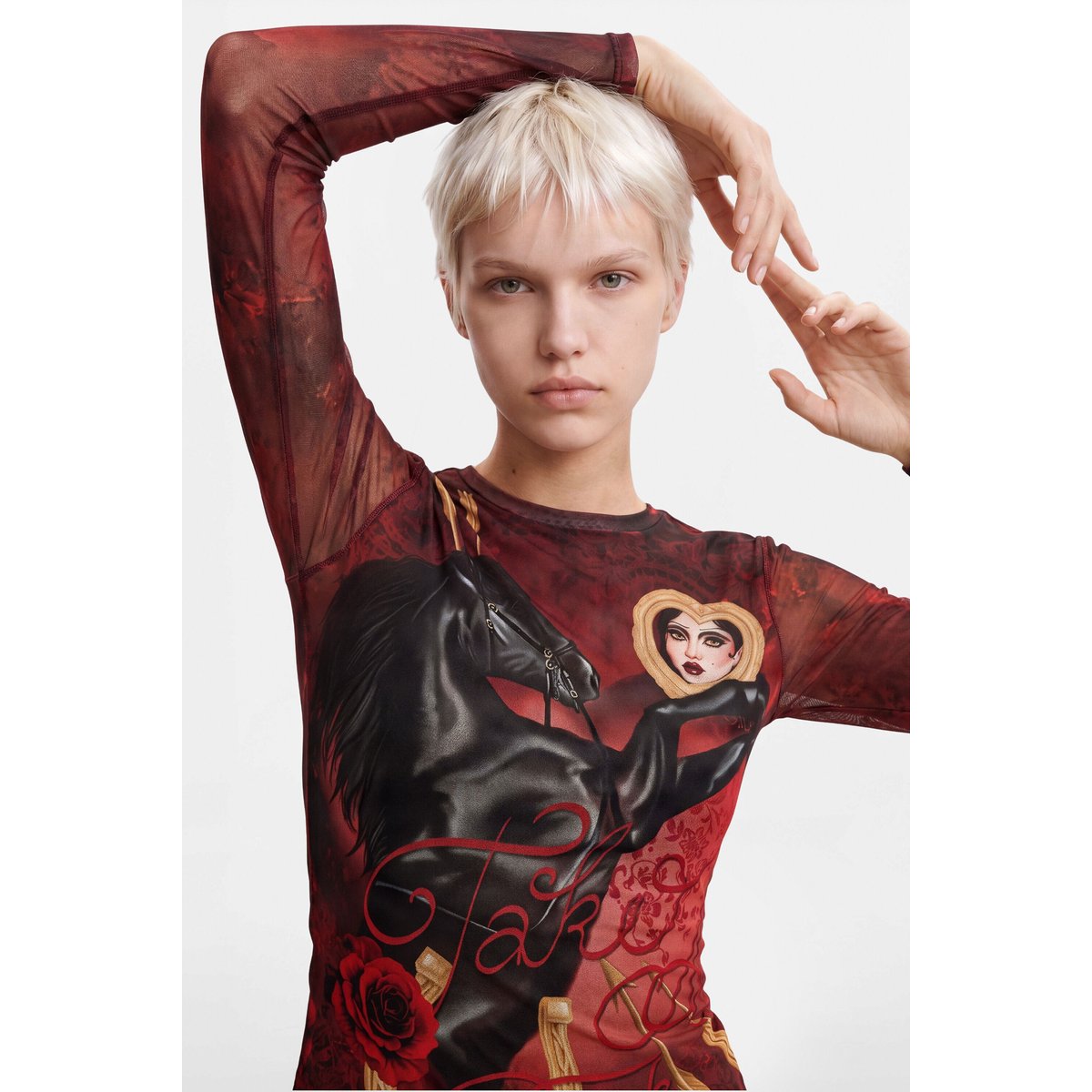 T-shirt imprimé rouge, DESIGUAL
