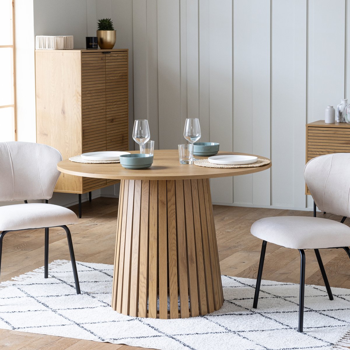 Table à manger en bois clair, ronde, LIV bois clair, HAPPY GARDEN
