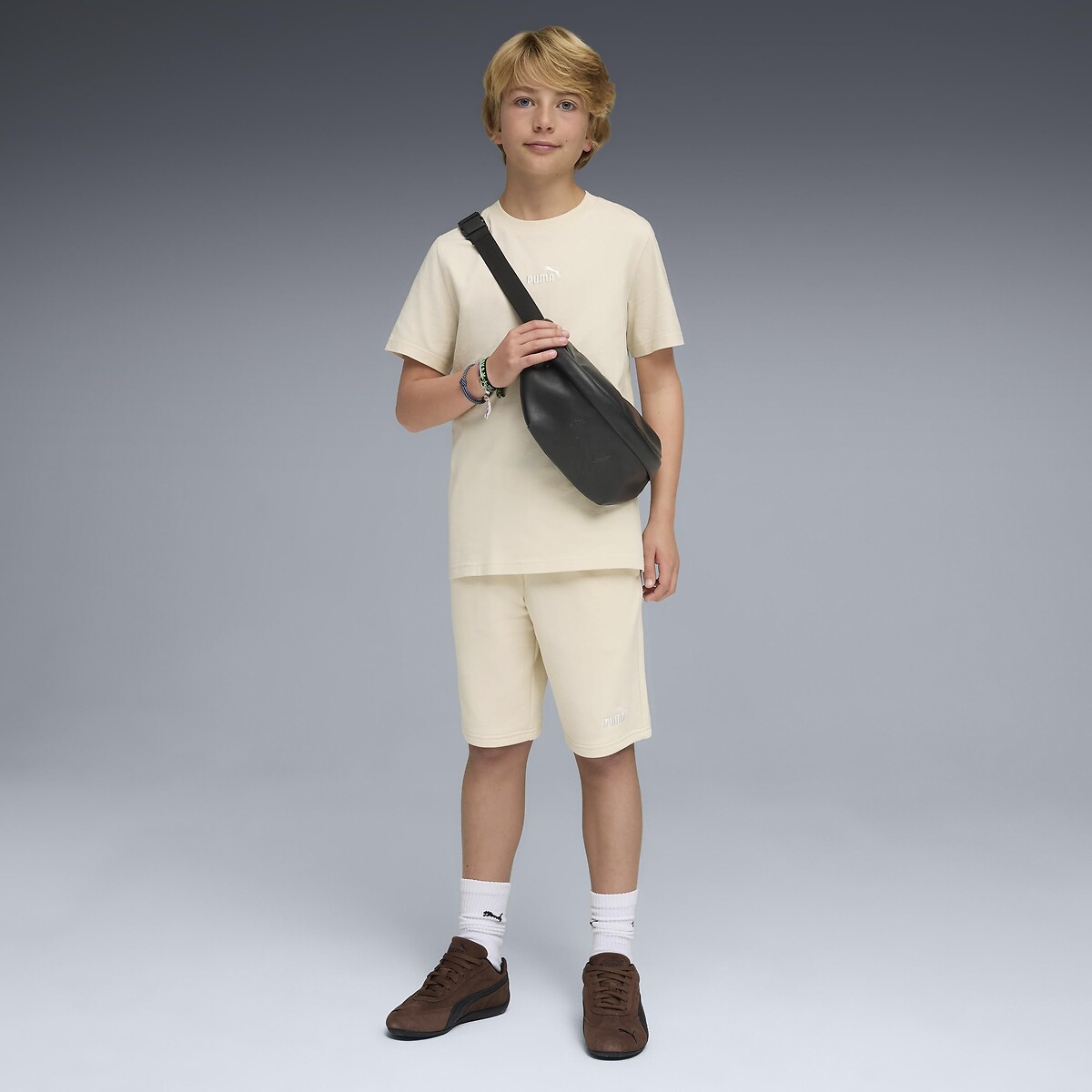 Short en molleton non gratté beige, PUMA