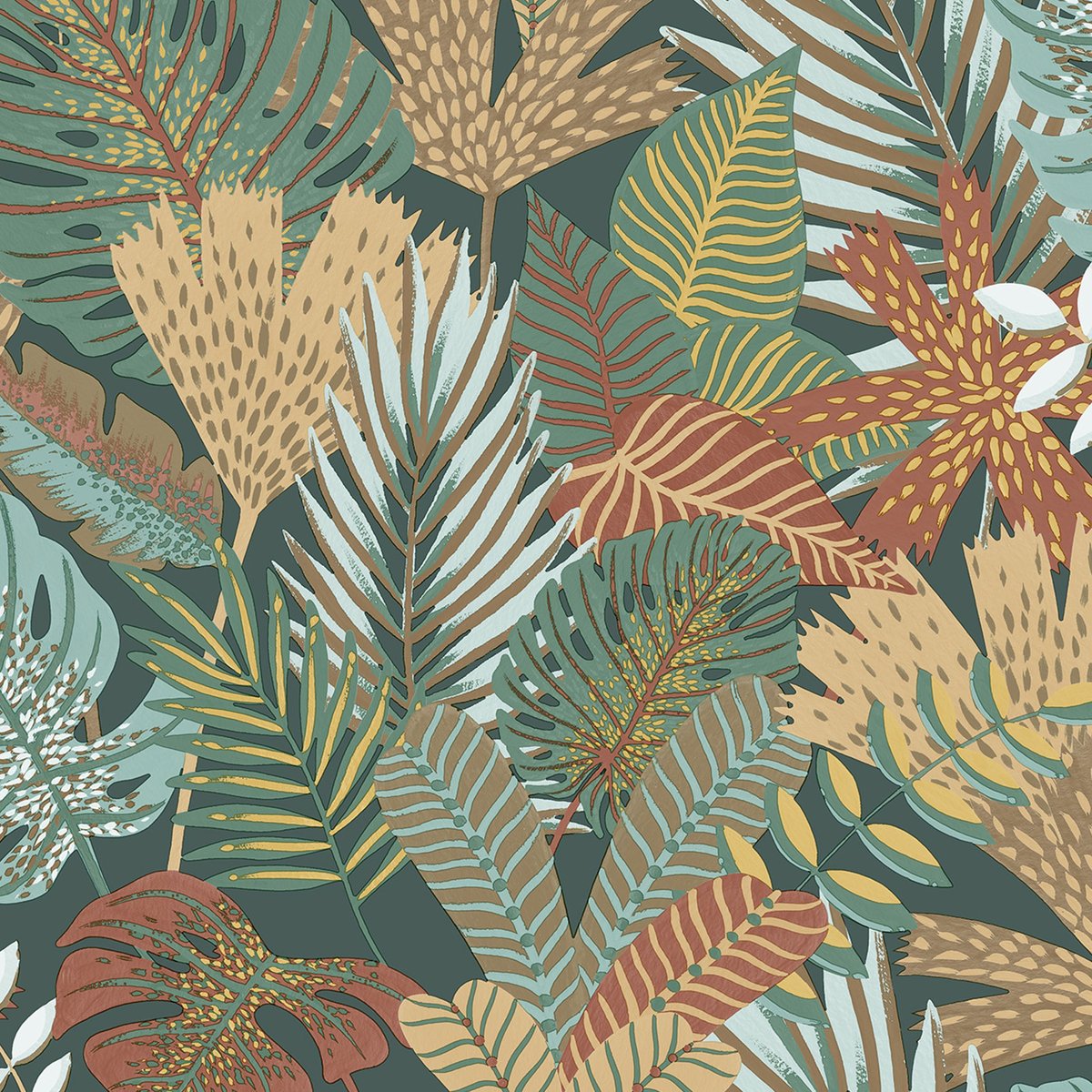 Papier peint tropical botany vert, HEXOA