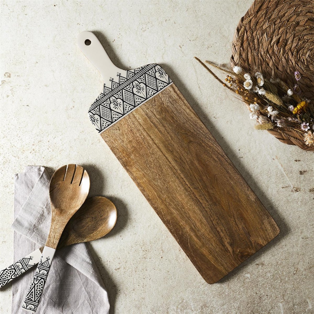 Planche de service en manguier Mira 58 cm noir, EDEN