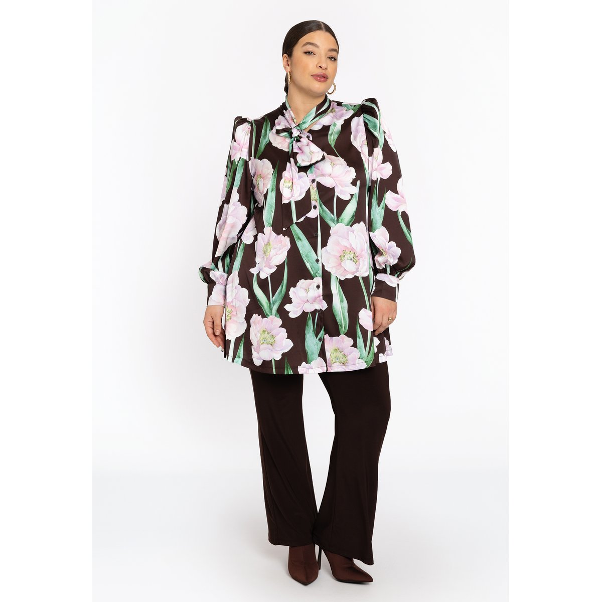 Chemise imprimée marron, YOEK