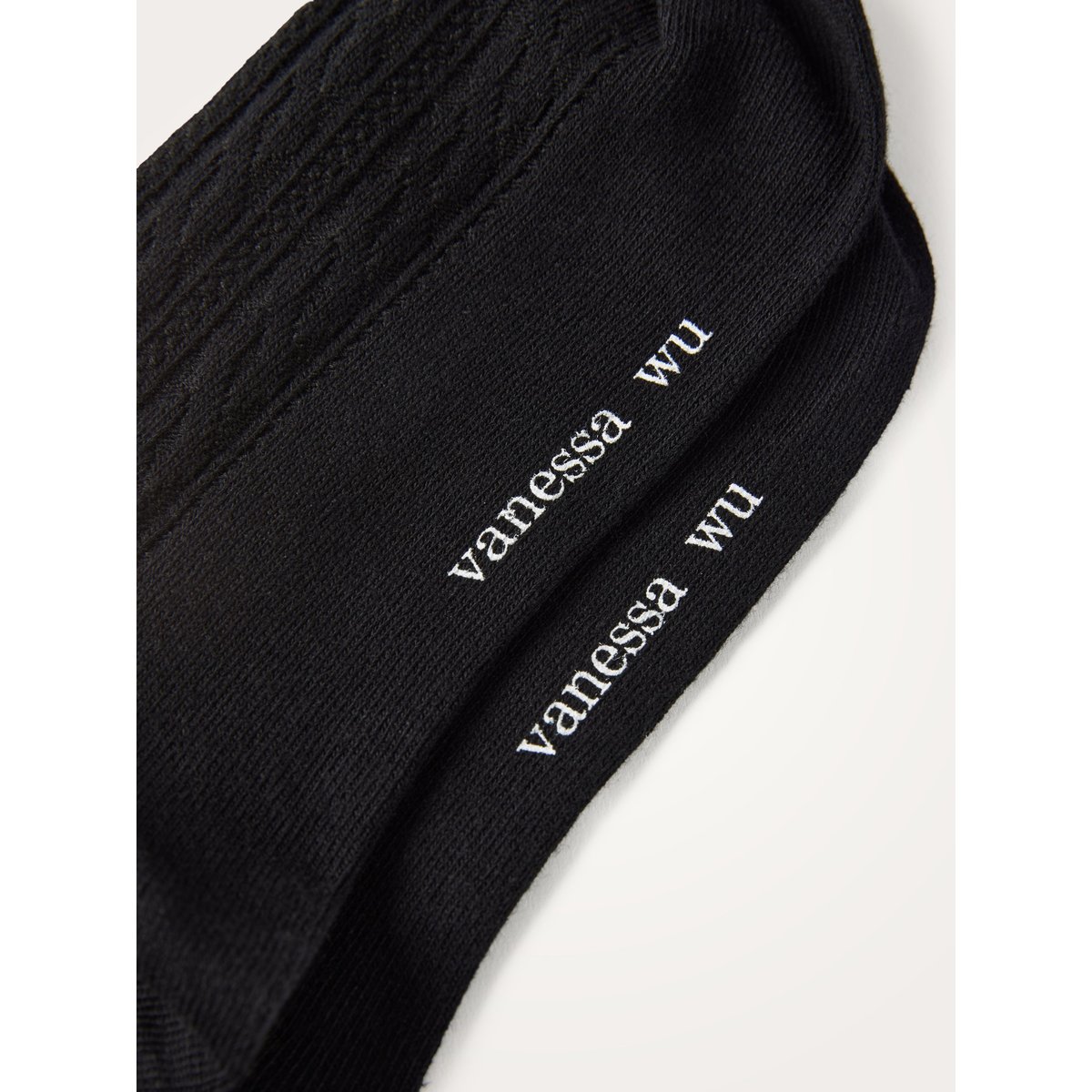 Chaussettes en côtelé tressé TOKYO Low noir, VANESSA WU
