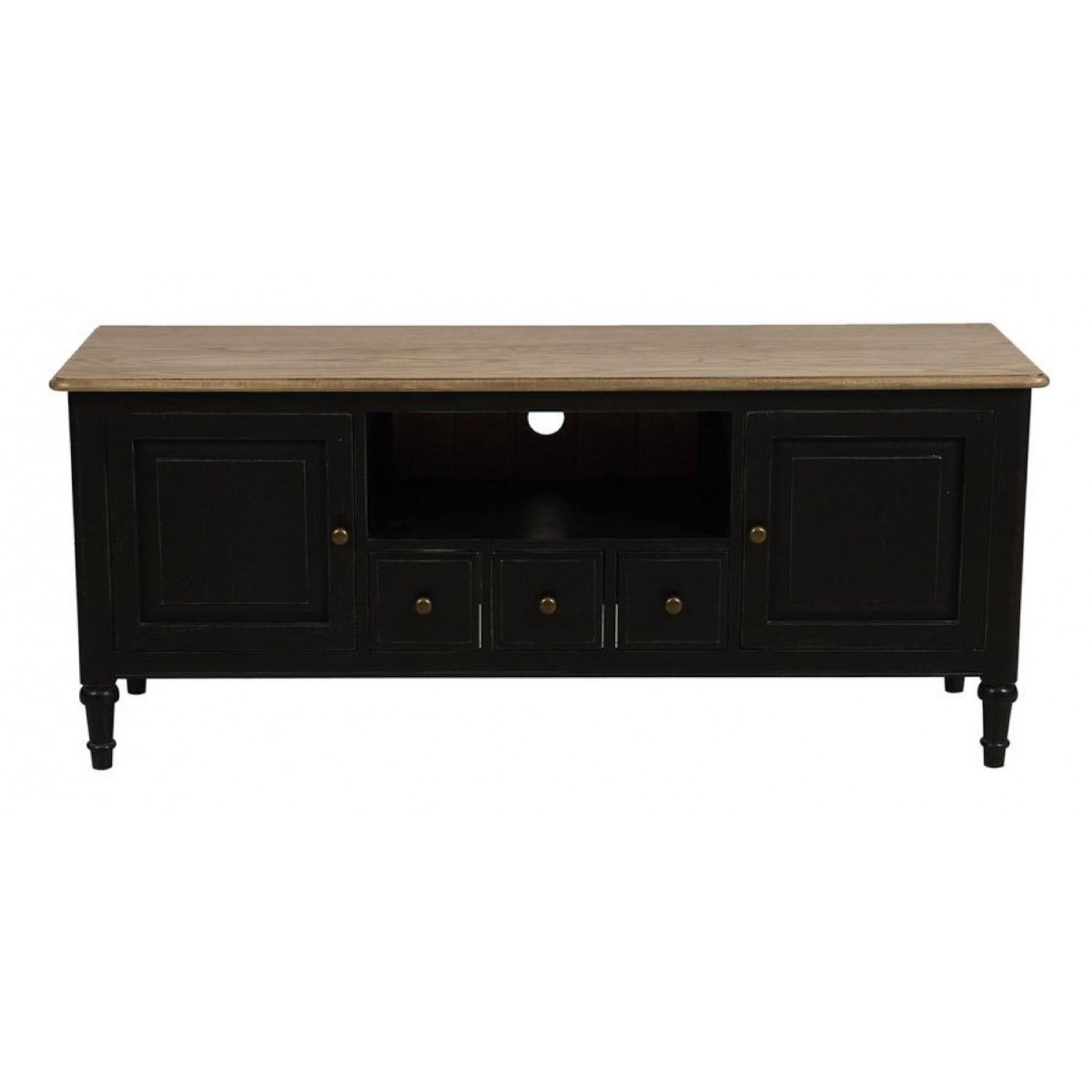Meuble tv avec rangements - MANOIR noir, INTERIOR'S
