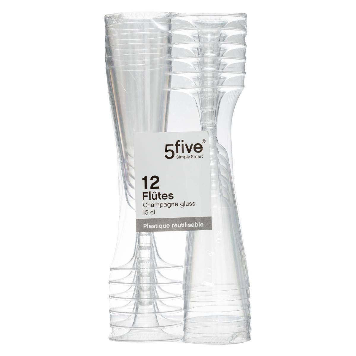 Lot de 12 flûtes à champagne COCKTAIL transparent, 5FIVE SIMPLY SMART