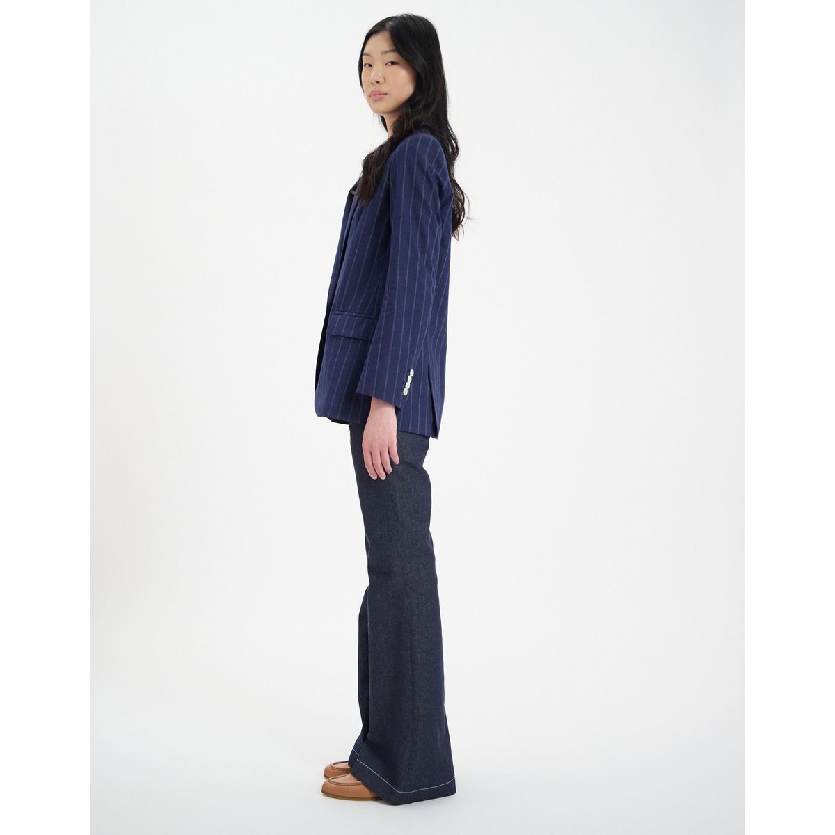 Veste Bruna en lin mélangé marine blue navy, INES DE LA FRESSANGE PARIS