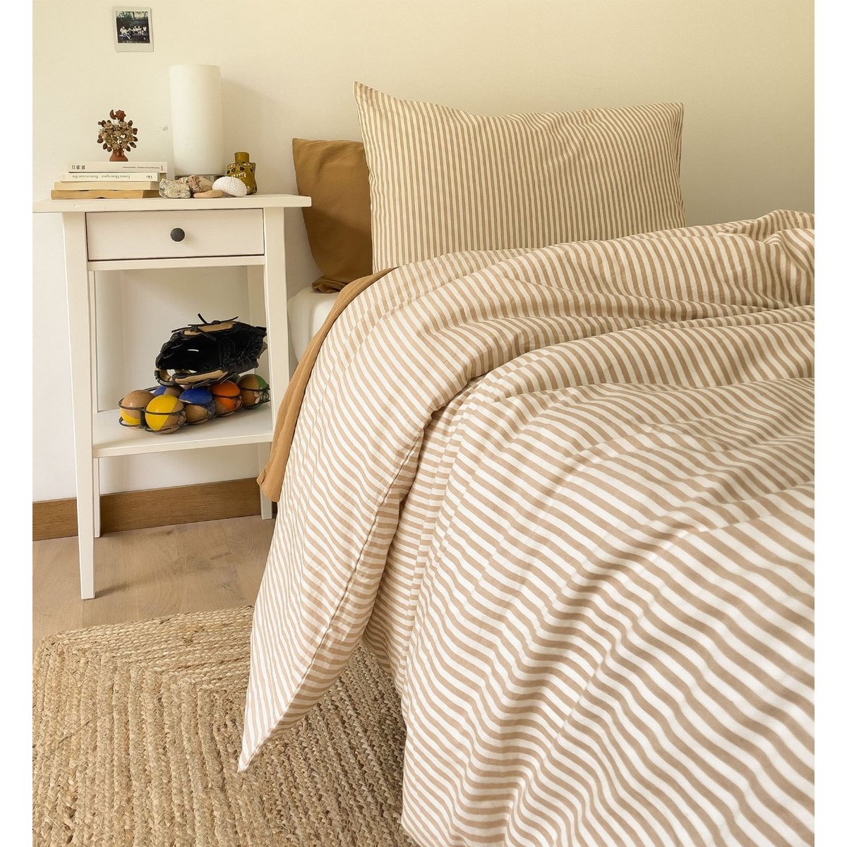 Housse de couette 1 personne Percale de Coton Bio RAYÉ rayé ambre, KADOLIS
