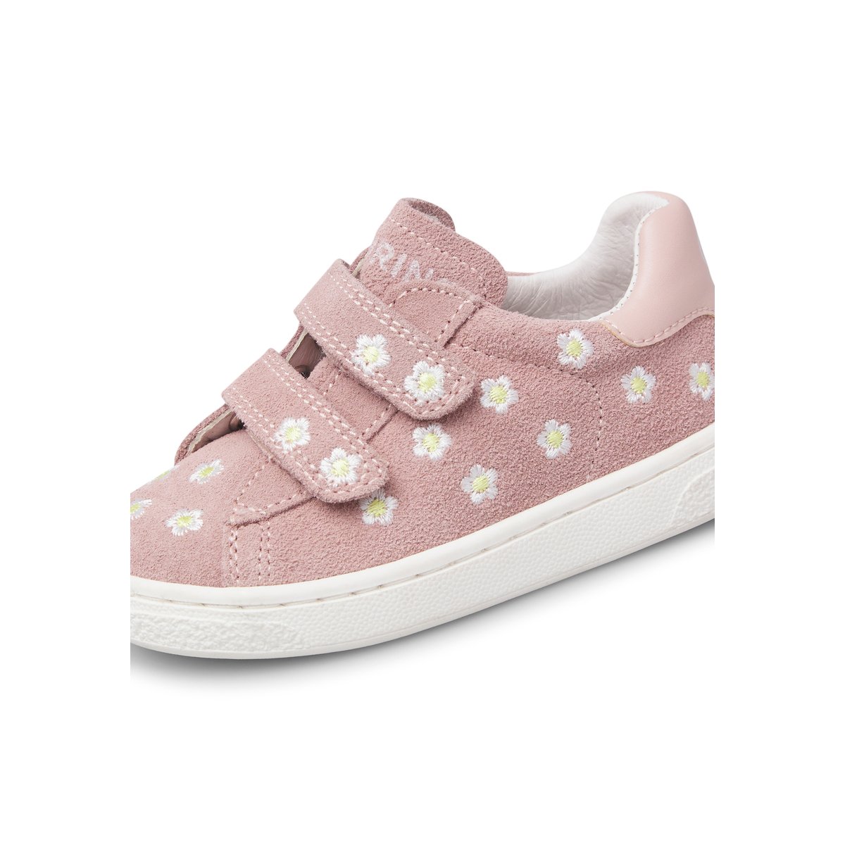 Sneakers en cuir et en daim avec des marguerites HASSELT 2 EMBR.DAISIES VL. rose-rose poudré, NATURINO