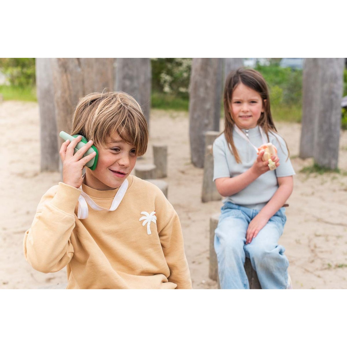 Talkie walkie DINO vert foncé et rose clair, THE ZOOFAMILY