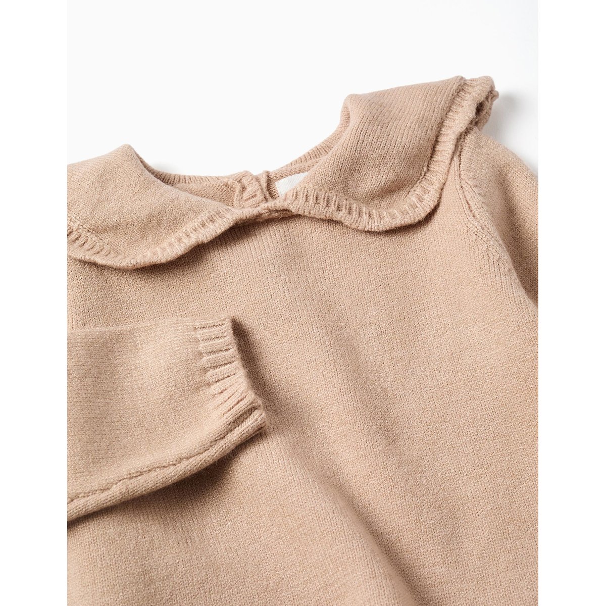 Pull en maille avec col festonné beige clair, ZIPPY