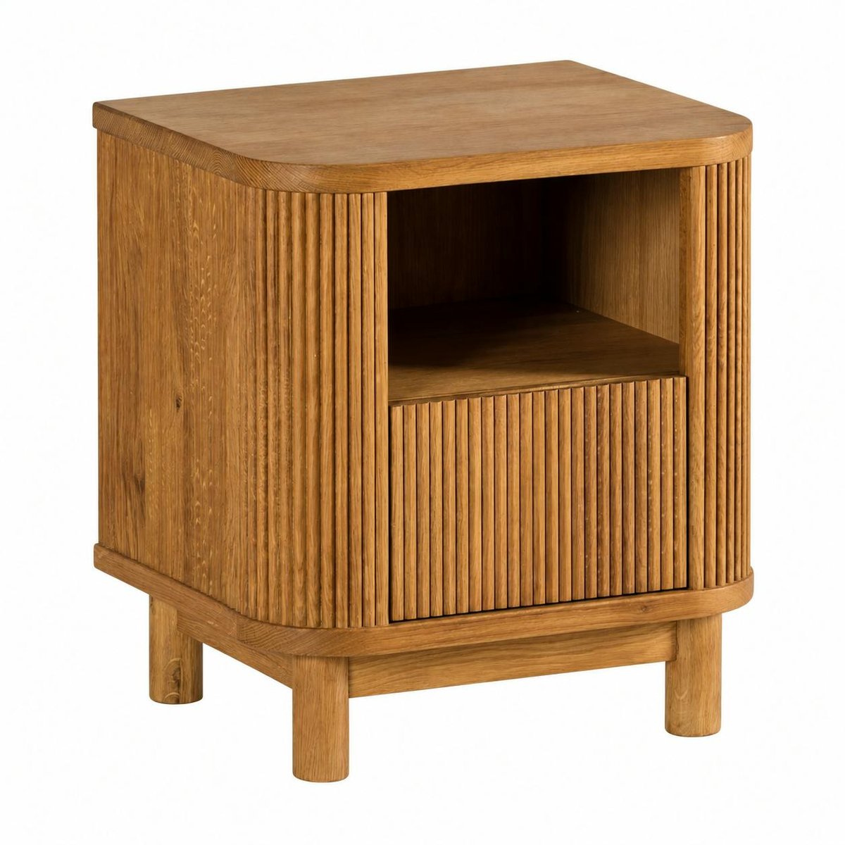 Table de nuit en bois - motif baguette, 1 tiroir IENA bois naturel, PIER IMPORT