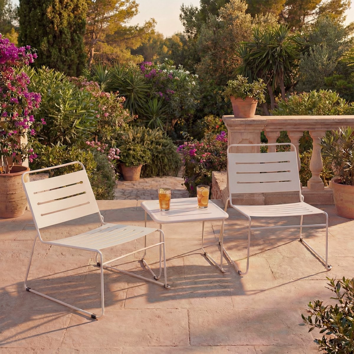 Salon de jardin 2 personnes en métal- SOLENA beige, DRAWER