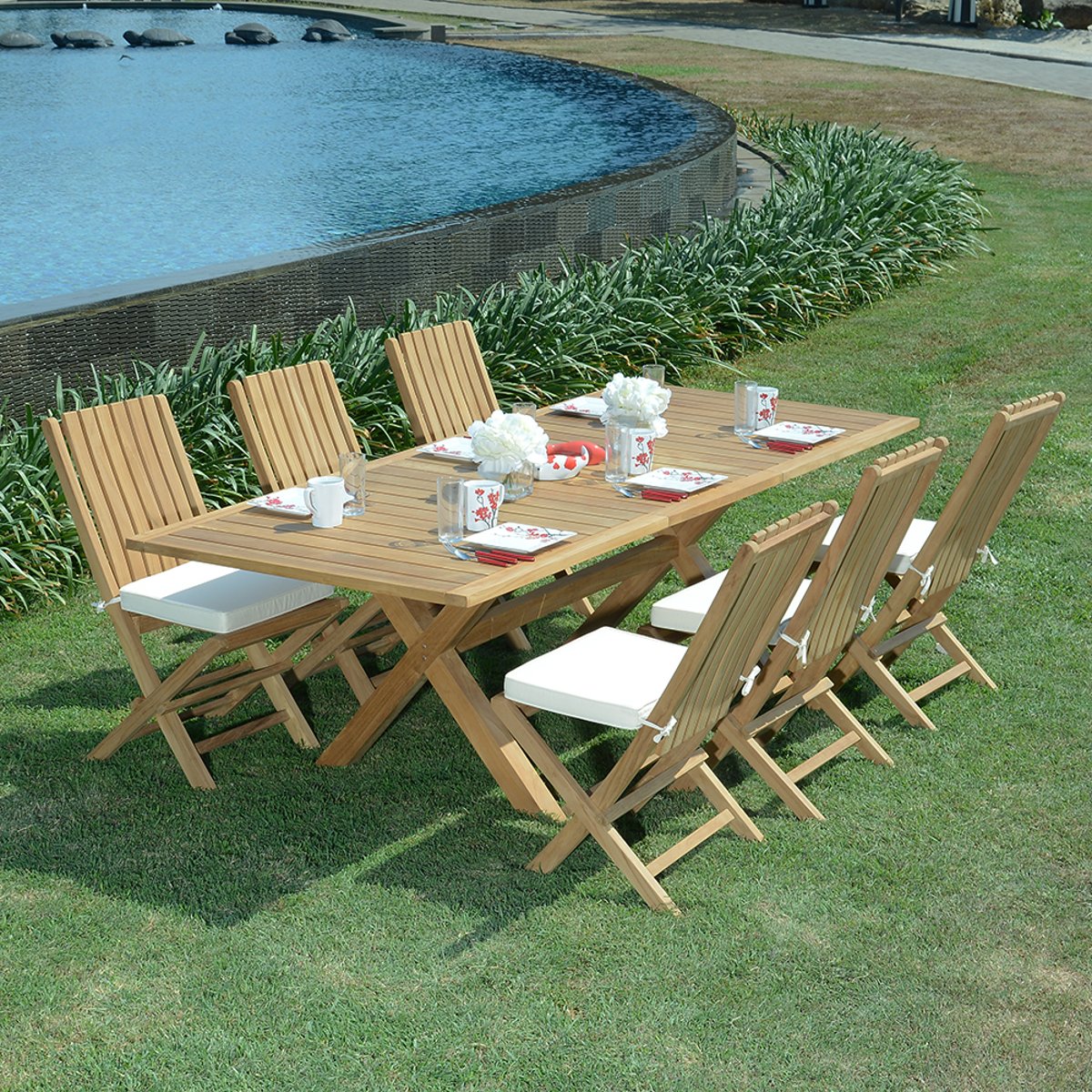 Chaises de jardin pliantes en teck massif (lot de 2) - KARIMUN naturel, TECK ATTITUDE