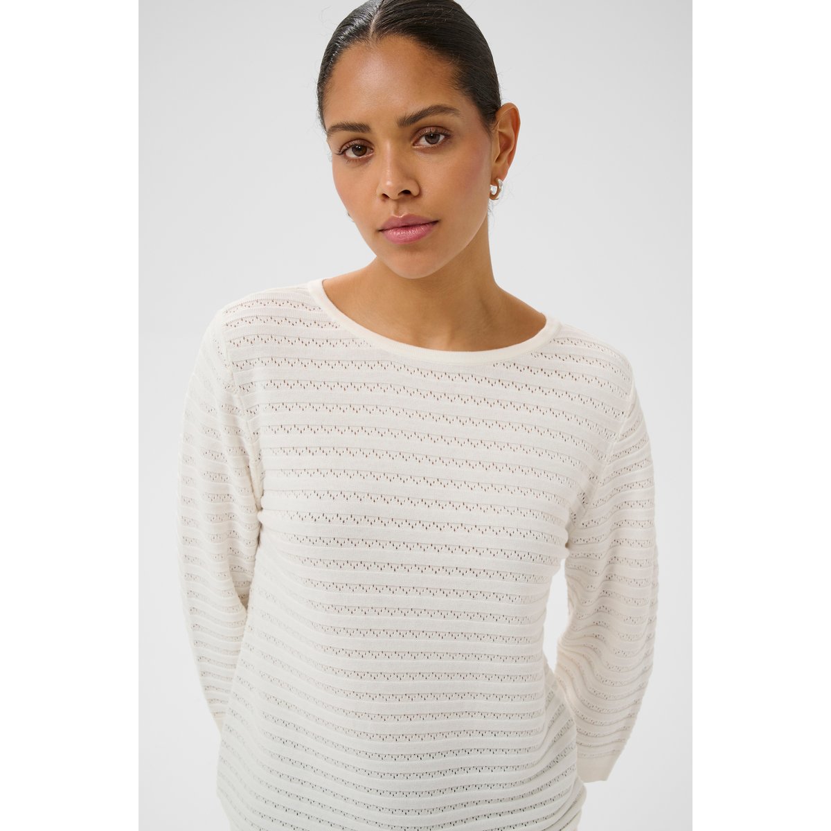 Pullover tricoté blanc chalk cc., KAFFE
