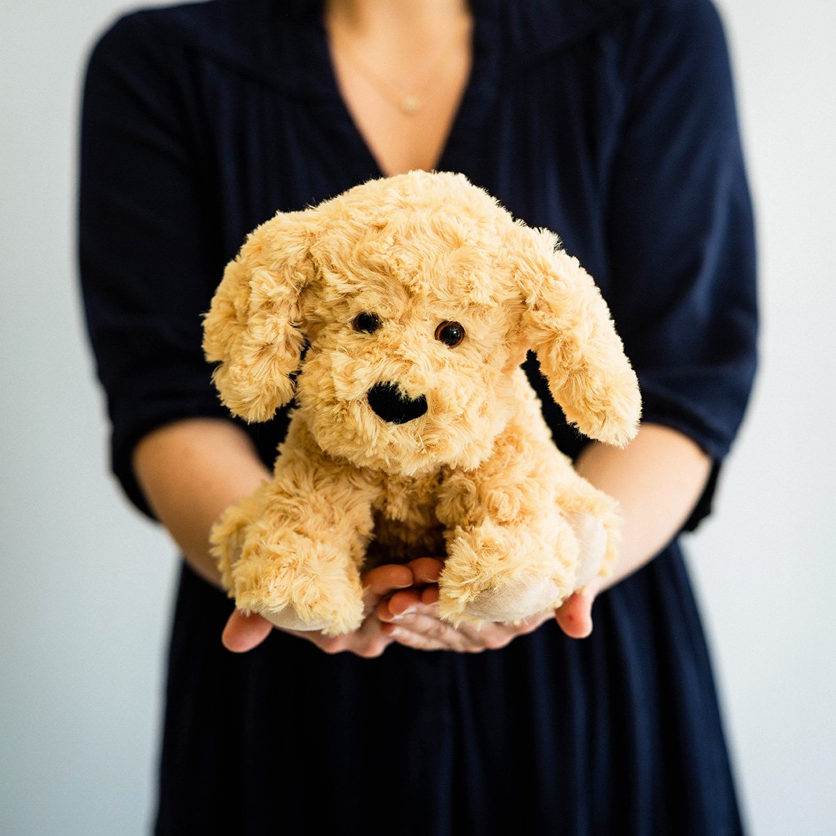 Peluche Bouillotte Chien bouclé beige, WARMIES