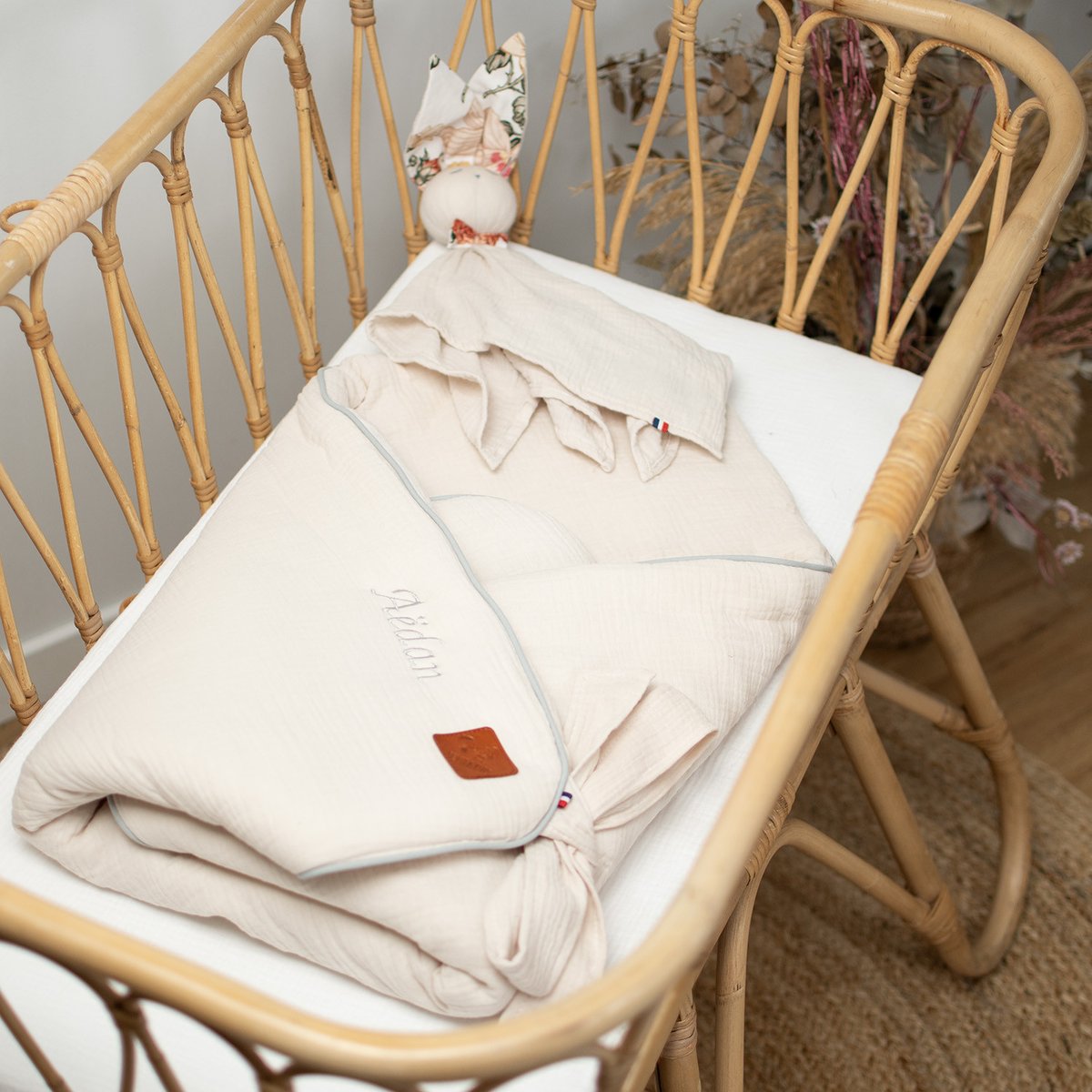 Gigoteuse d'emmaillotage en gaze de coton JEANNE beige, SEVIRA KIDS