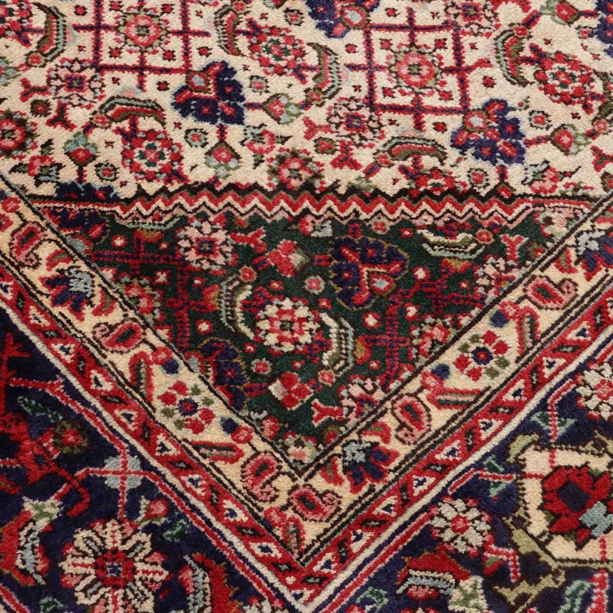 Tapis d'orient, motif oriental raffiné, noué main, TABRIZ D rouge, bleu, crème, UN AMOUR DE TAPIS