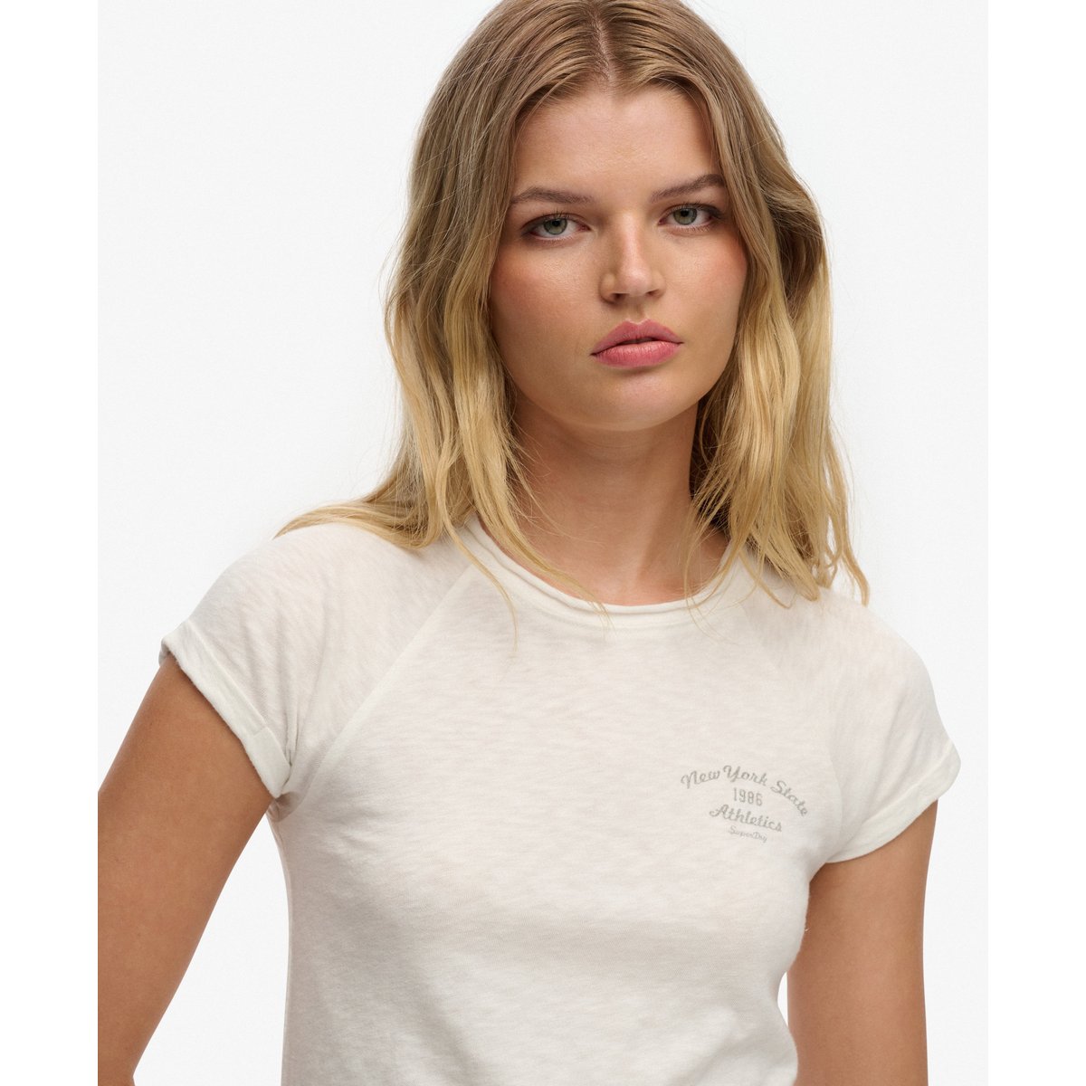T-shirt Graphique Slub Athletic Essentials blanc cassé, SUPERDRY