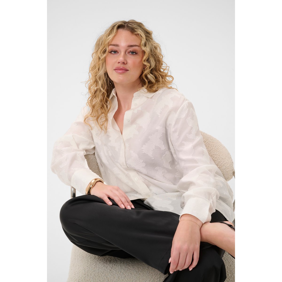 Chemise à manches longues blanc chalk, KAFFE CURVE