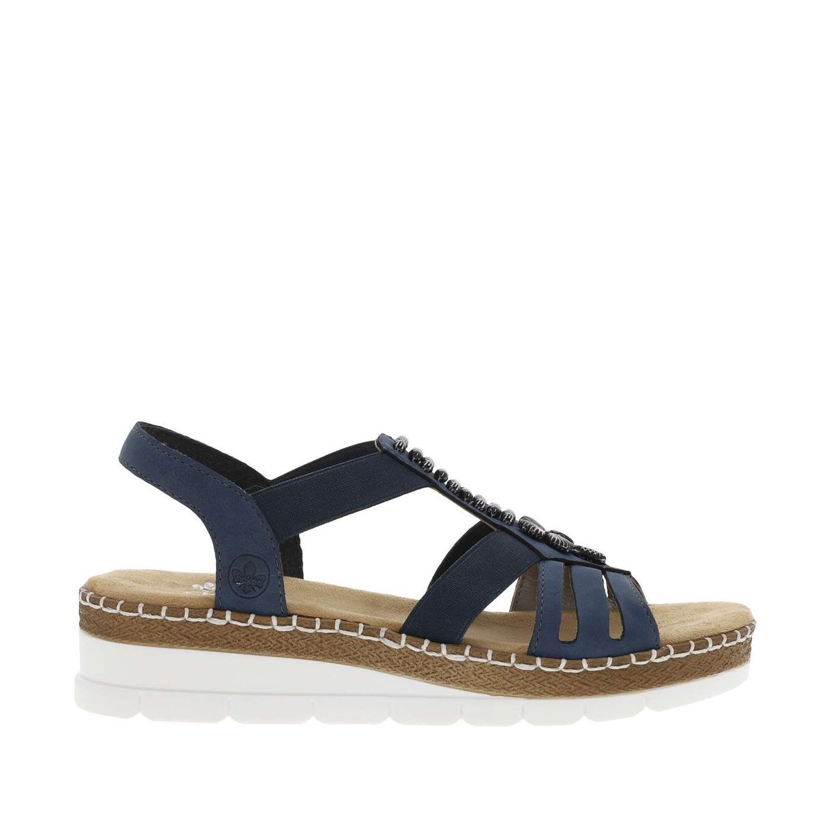 Sandales compensés élastiqués bleu marine, RIEKER