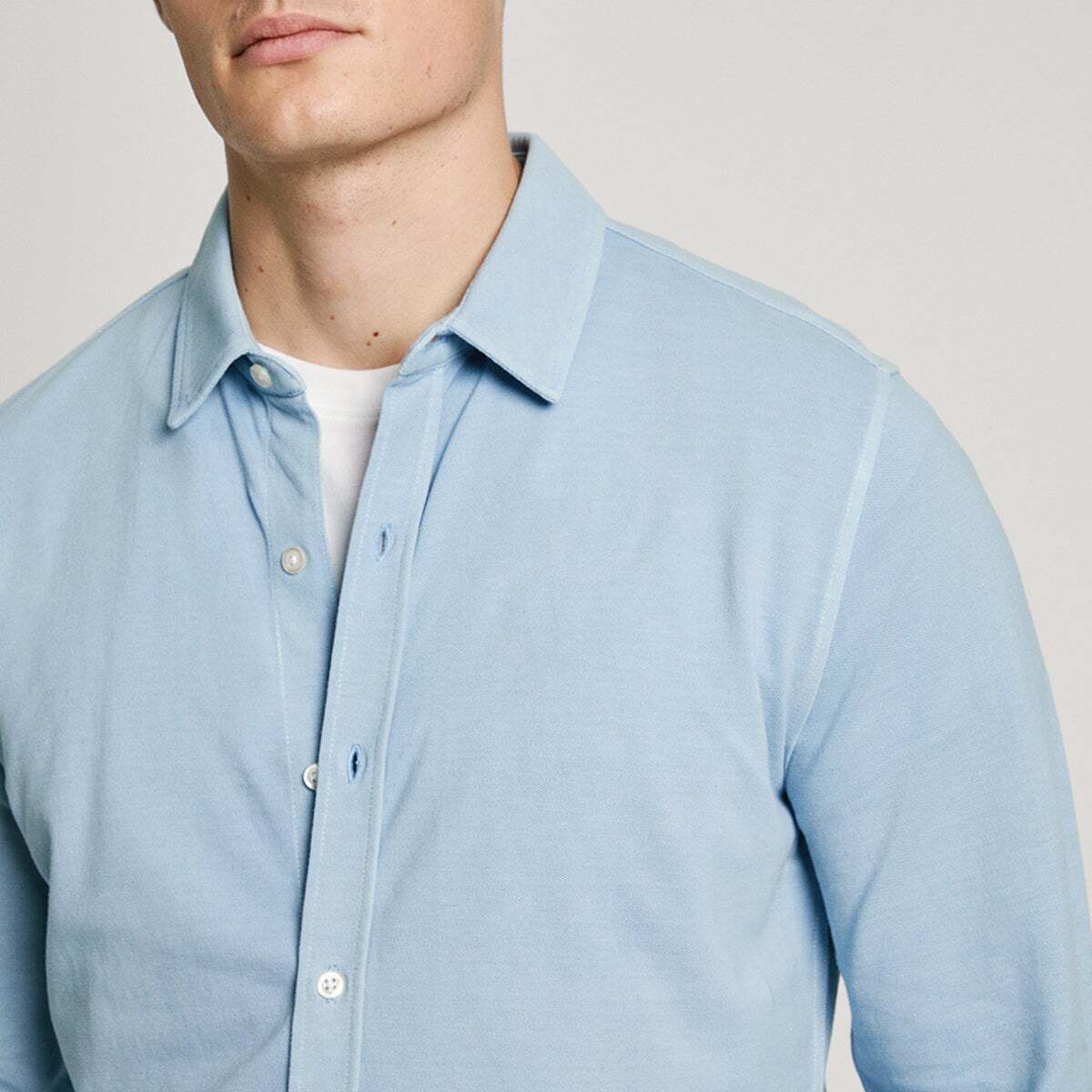Chemise Coupe Slim En Piqué bleu clair tamise, PEPE JEANS
