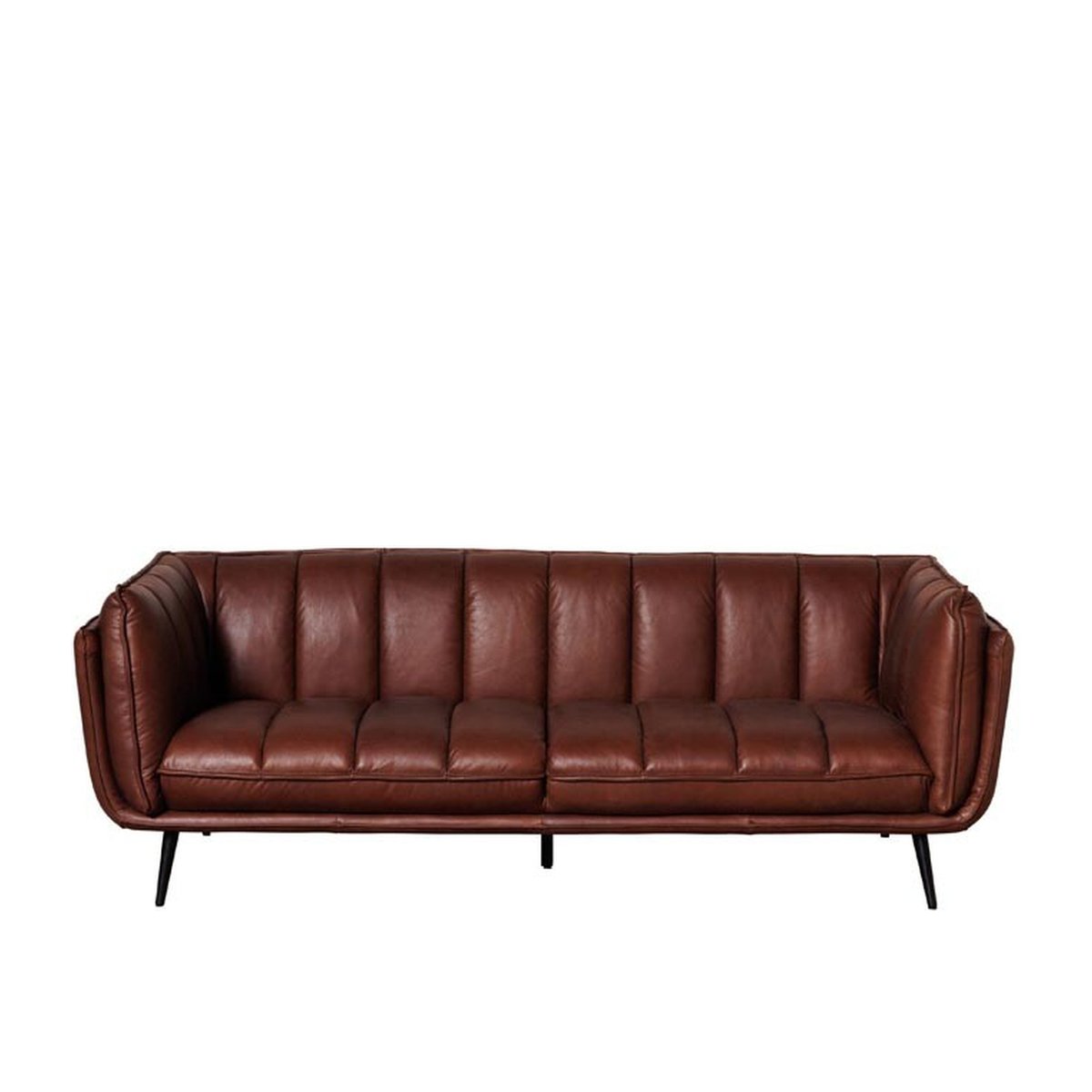 Canapé 3 places en cuir SLOWBOY marron, CHEHOMA