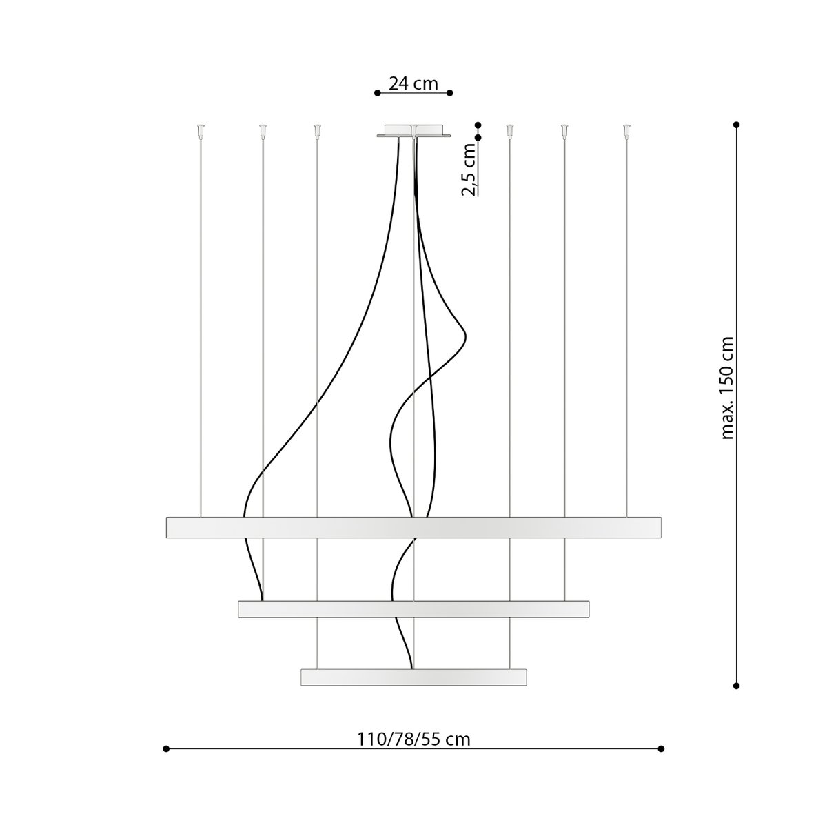 Lustre Aluminium Beige LED 3 Rio beige, EDEN