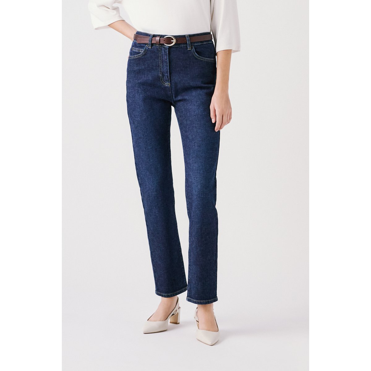 Pantalon droit quotidien POP denim double stone, CAROLL
