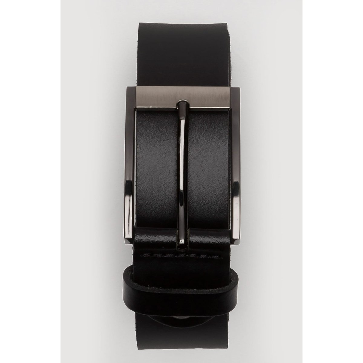 Ceinture robuste en cuir pleine fleur noir, JP1880