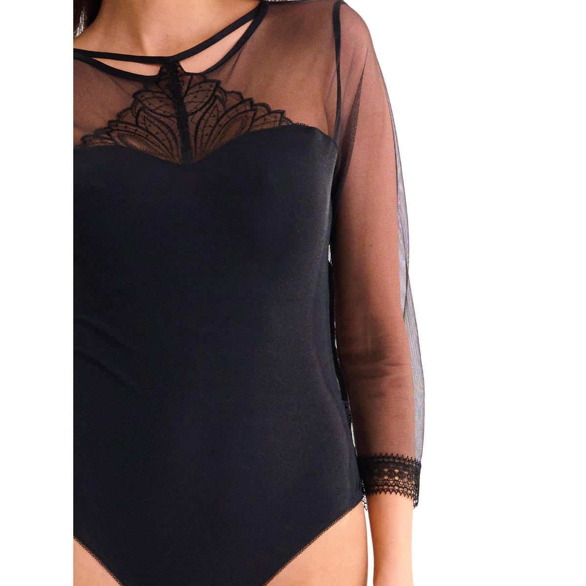 Body brésilien sans armatures manches trois-quarts ADVENTURE noir, LISCA