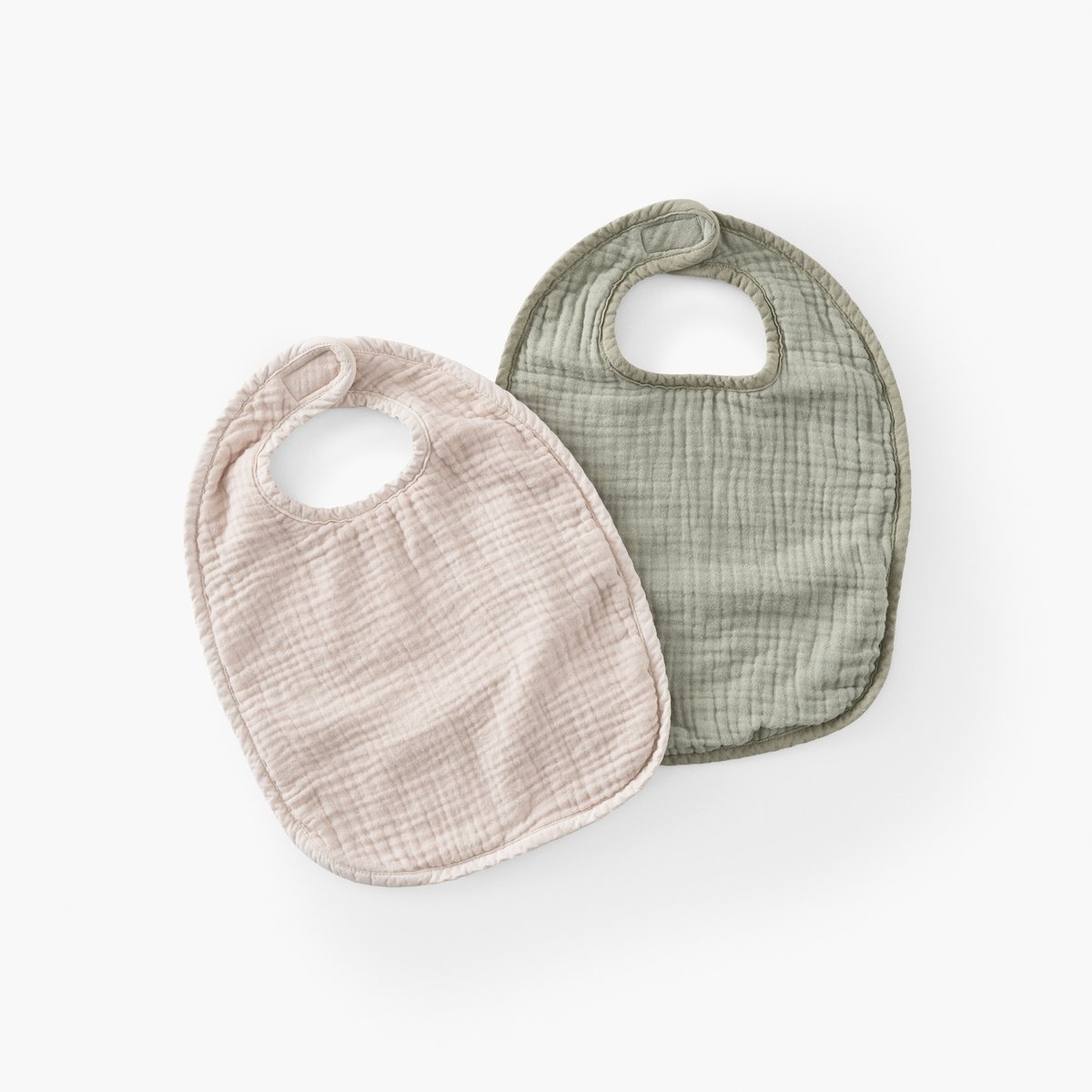 Bavoir double face coton et gaze de coton LINO lin, CARRE BLANC