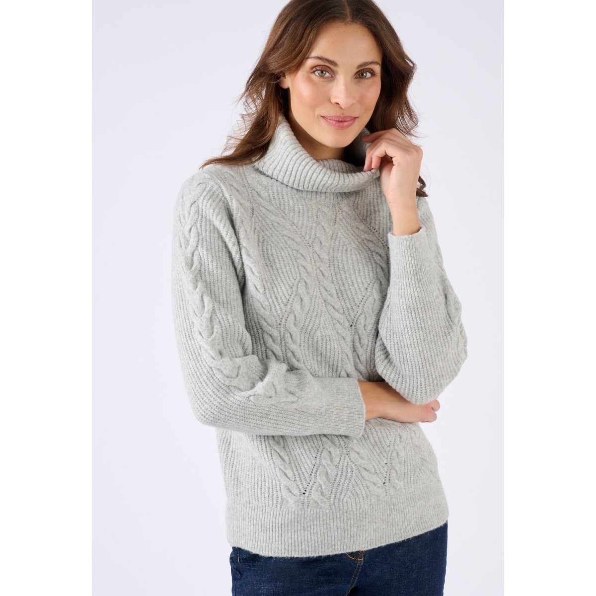 Pull col roulé torsadé Thermolactyl gris chiné, DAMART